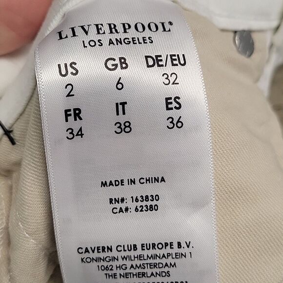 LIVERPOOL Kennedy Crop Straight Leg Jeans Sporty White W/ Stripe Size 2 - Picture 6 of 8